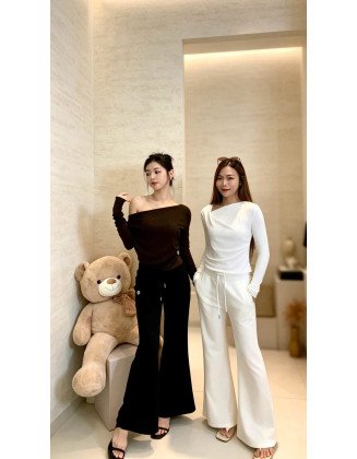 Celine logo抽绳喇叭裤