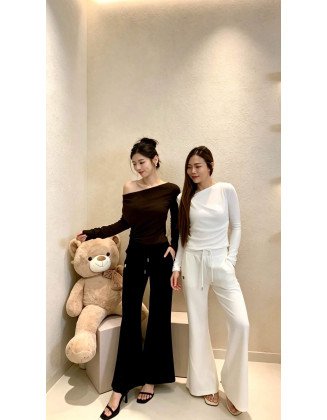 Celine logo抽绳喇叭裤