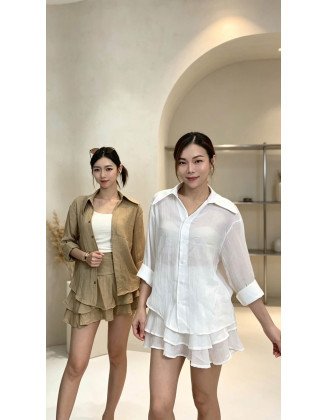 慵懒松弛衬衫两件套