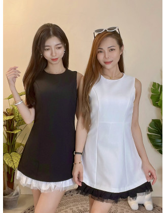 网纱边连身裙