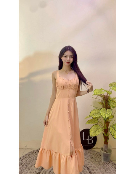 皱褶设计连身裙