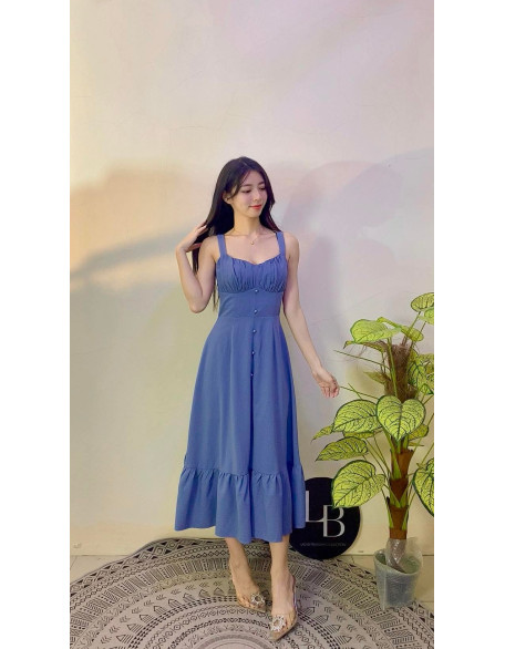 皱褶设计连身裙