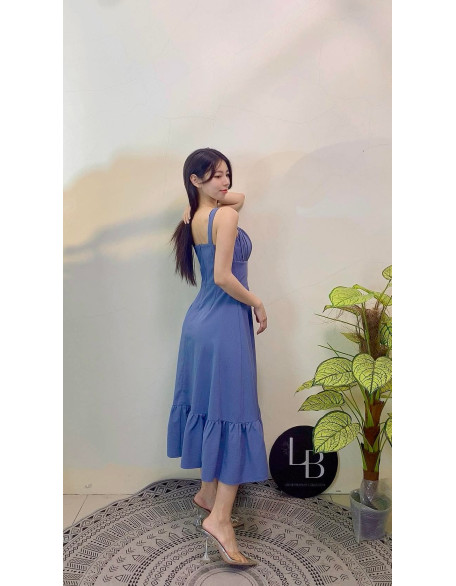 皱褶设计连身裙