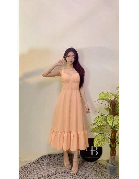 皱褶设计连身裙