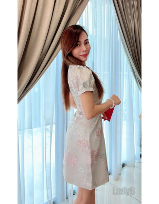 中國風旗袍銀絲裙