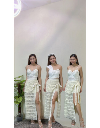 H2460 蕾丝绑带裙